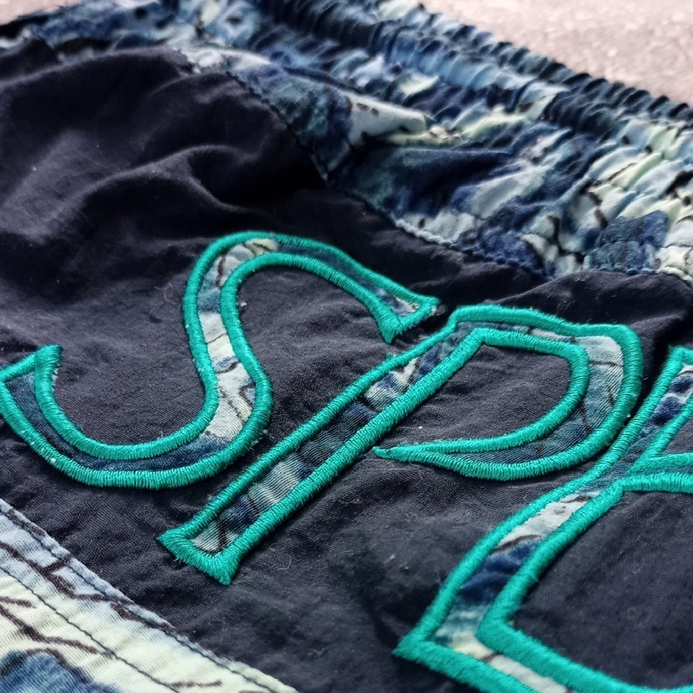 Vintage Speedo Blue Patterned Swim Shorts FUNKY PATTERN 90s - Picture 4 of 8